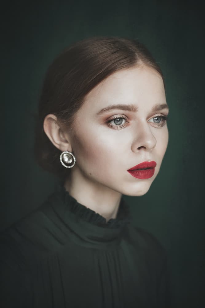 Pensive Woman Dark Green by Dorota Gorecka — canvas wall art