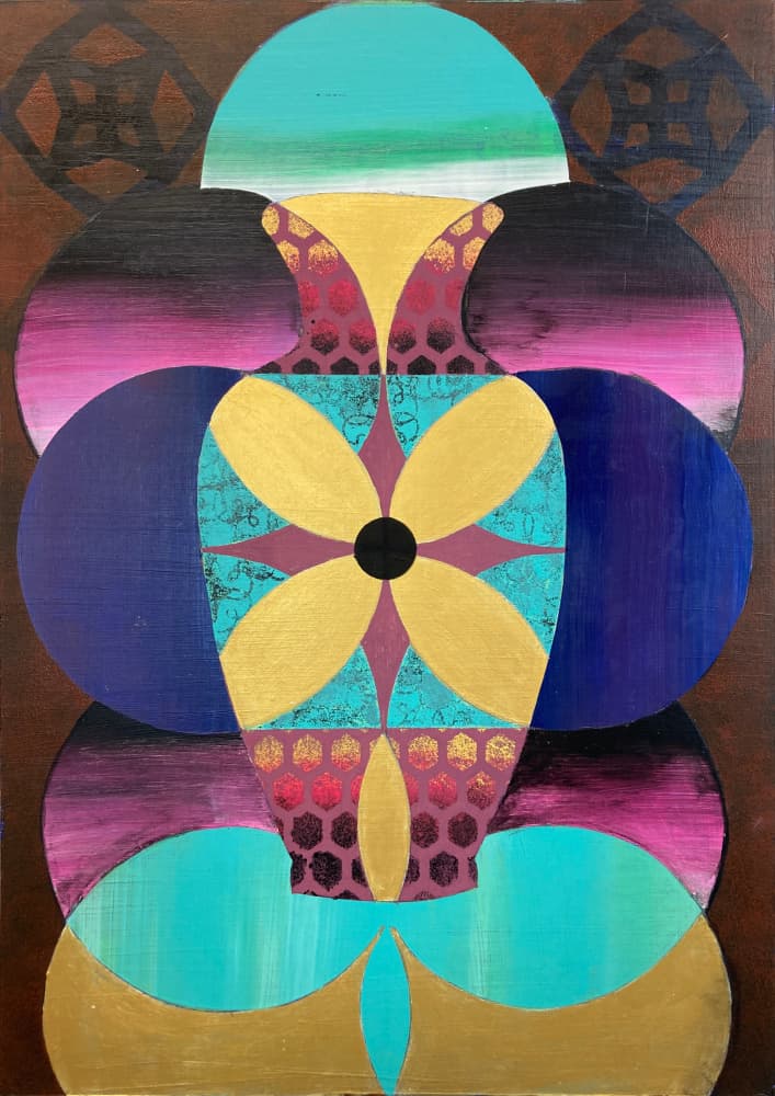 Golden Geometric Vase by David Galan — canvas wall art