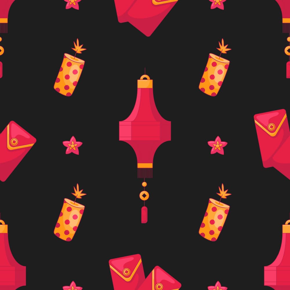 Lunar New Year Pattern by Marika Barsrsind — canvas wall art