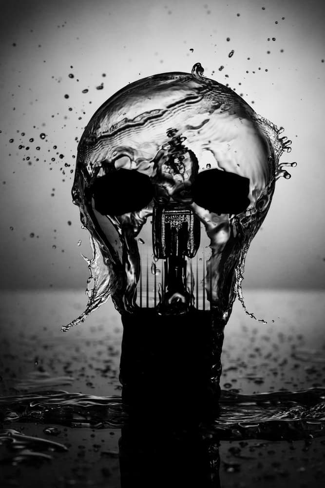 Liquid Lightbulb Skull by Isma Yunta — canvas wall art