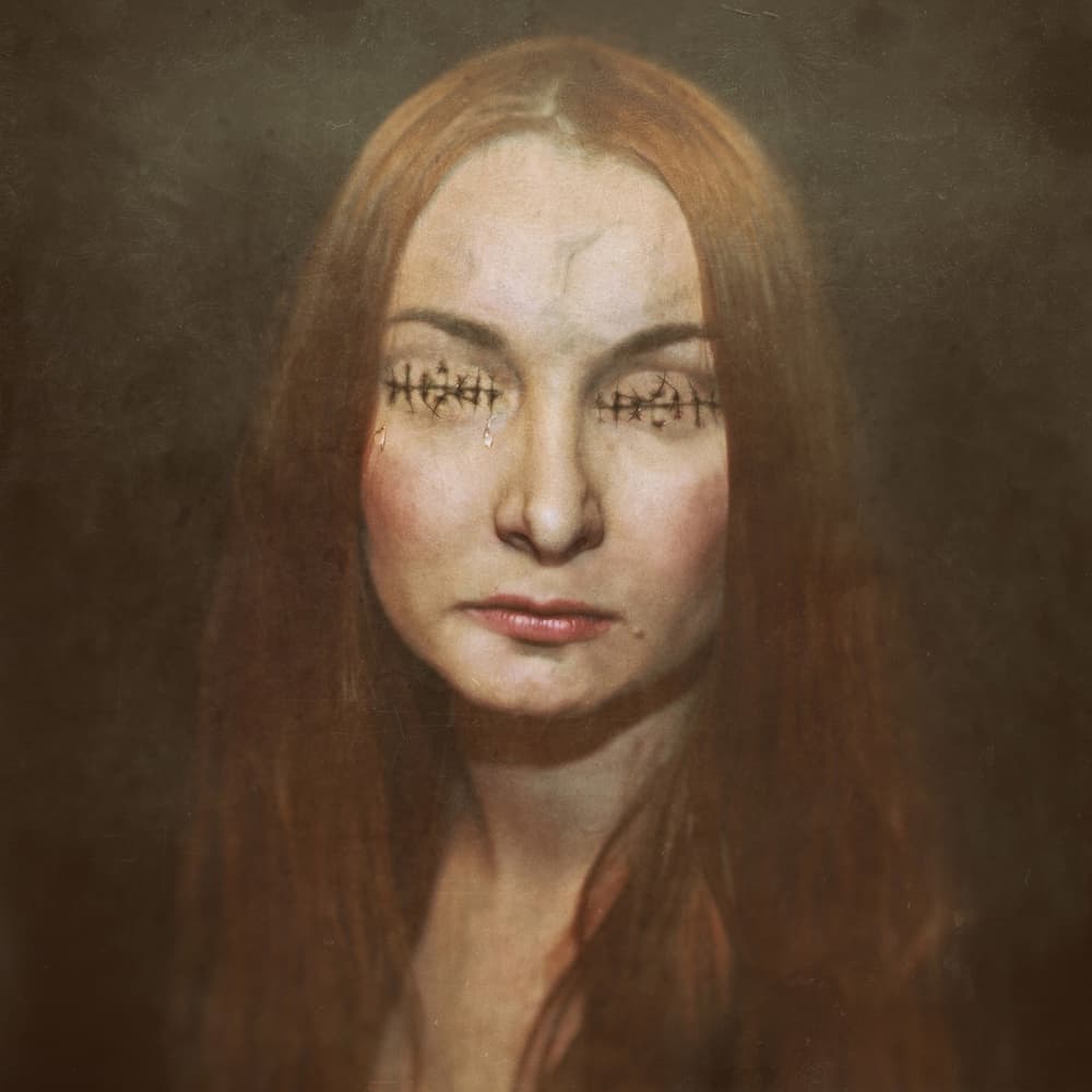Stitched Eyes Portrait by Sandra Ulfig ARPS — canvas wall art