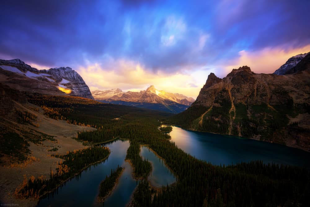 Golden Hour Mountain Lakes by Johnny Zhang — canvas wall art