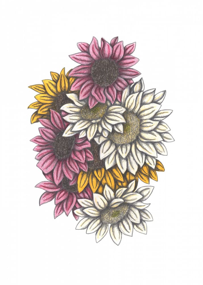Colorful Sunflower Bouquet by Cecilia Battaini — canvas wall art