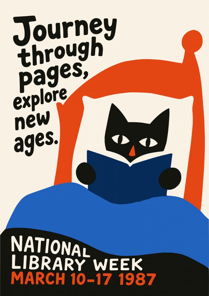 Black Cat Bookworm by Patryk Krygowski — canvas wall art