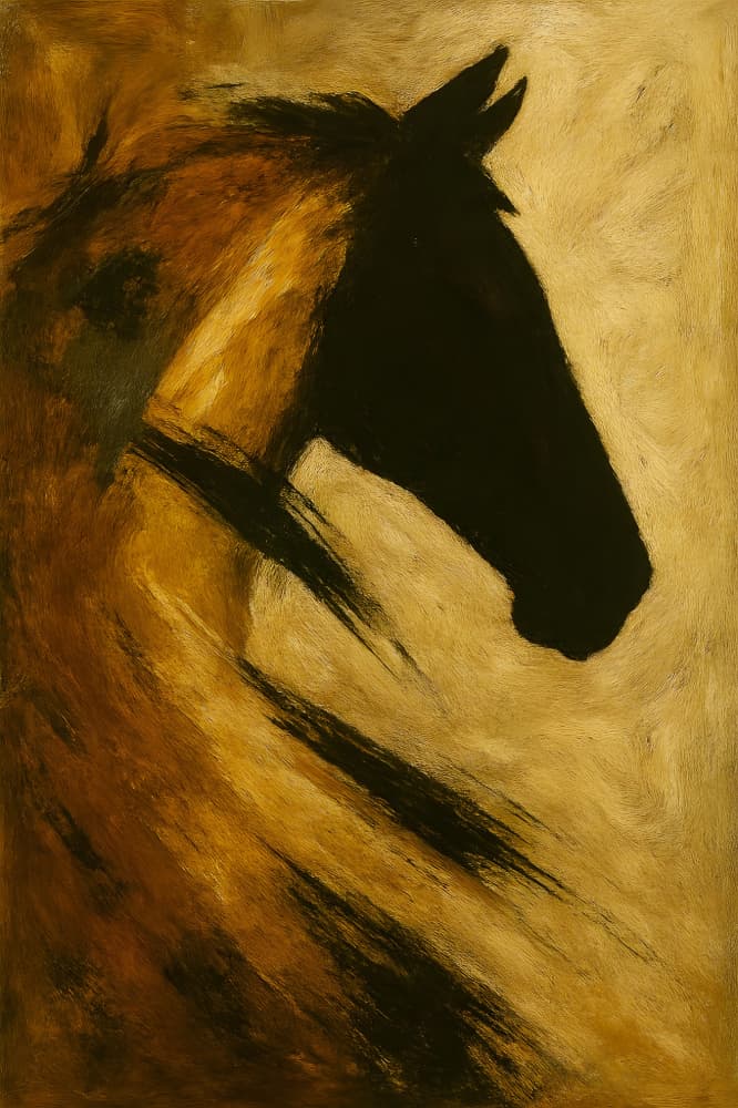 Golden Horse Silhouette by HUGO — canvas wall art