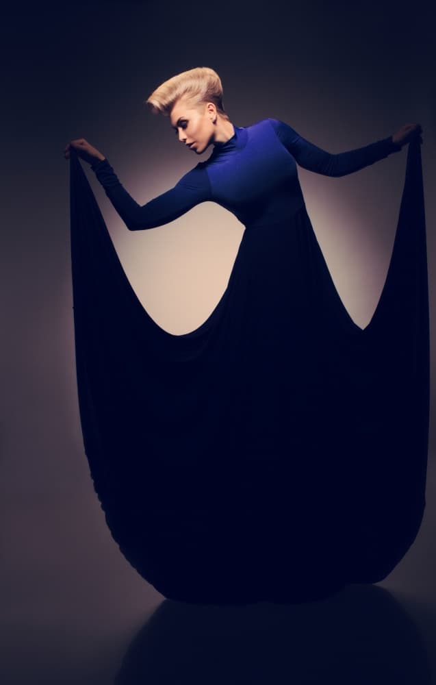 Elegant Blue Fashion Portrait by NJmerik — canvas wall art