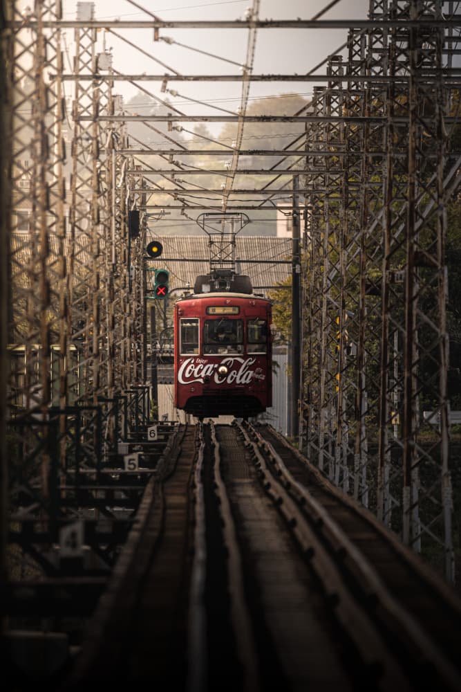 Vintage Red Tram by まちゅばら/Hiroki Matsubara — canvas wall art