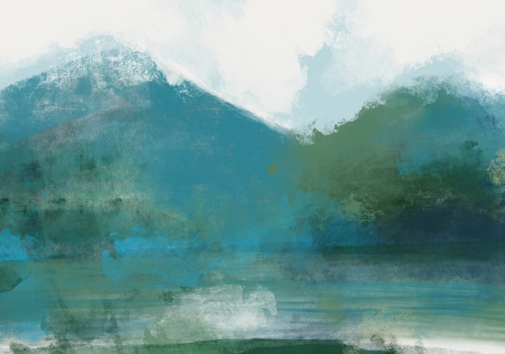 Abstract Mountain Lake by Cesare Bellassai Art — canvas wall art