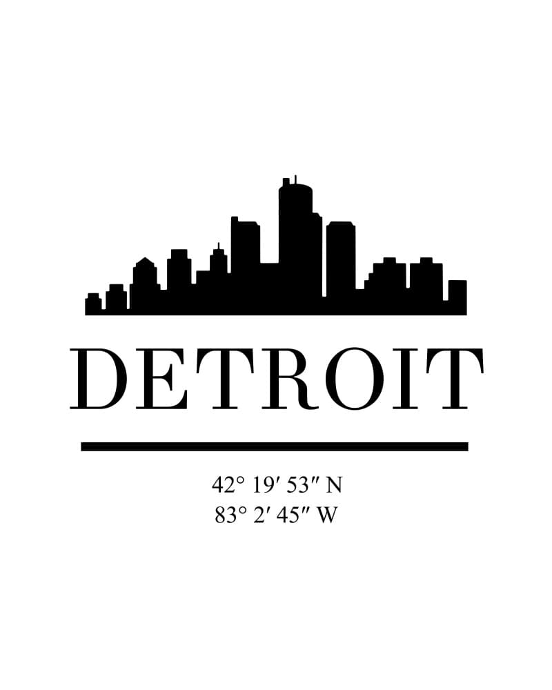 Detroit City Coordinates by Emiliano Deificus — canvas wall art