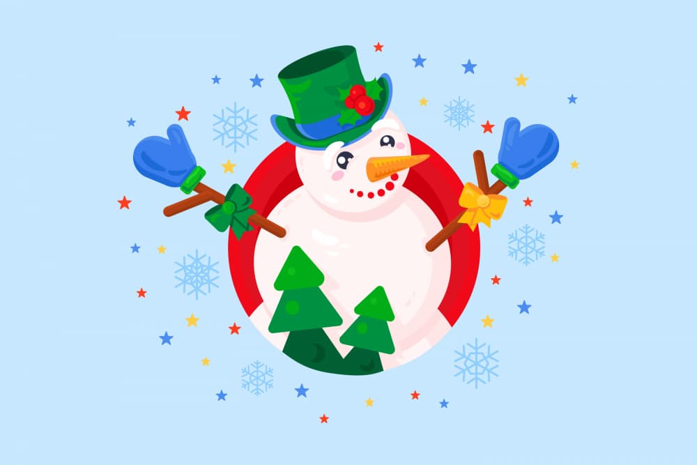 Cute Christmas Snowman by Marika Barsrsind — canvas wall art