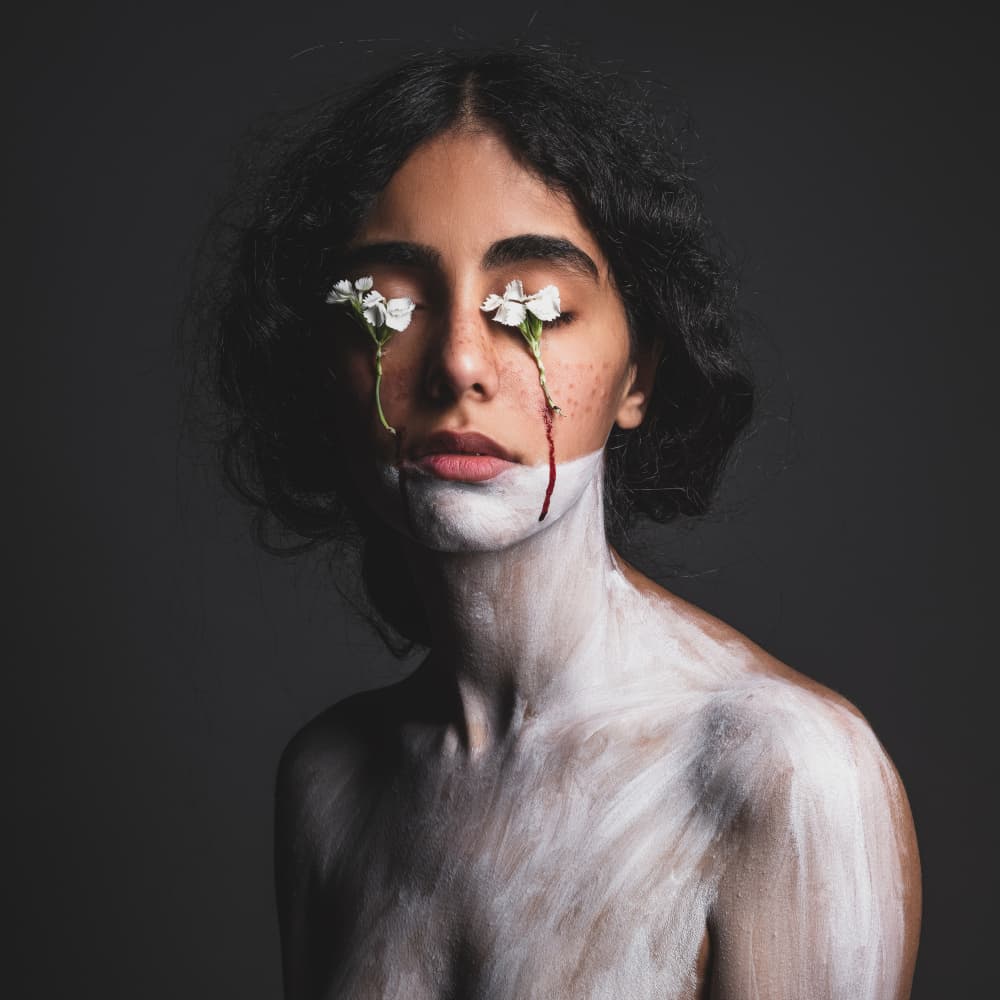 Bleeding Flowers Portrait by Hooman Sedaghi — canvas wall art
