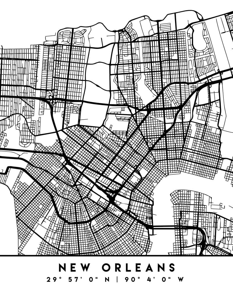 New Orleans City Map by Emiliano Deificus — canvas wall art