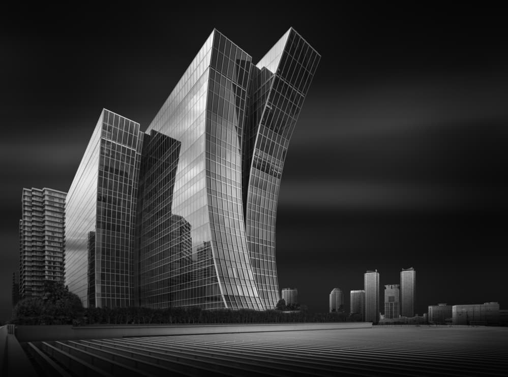Modern Glass Skyscrapers by Shuchuan Liu — canvas wall art