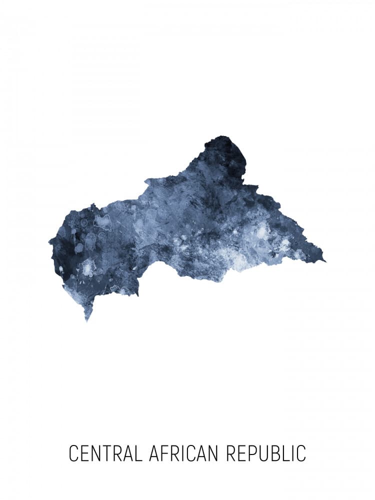 Central African Republic Map by Michael Tompsett — canvas wall art