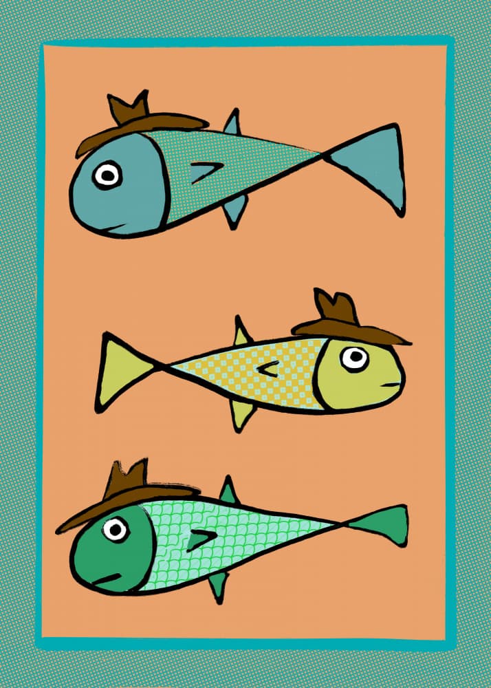 Whimsical Hat Fish by Sharyn Bursic — canvas wall art