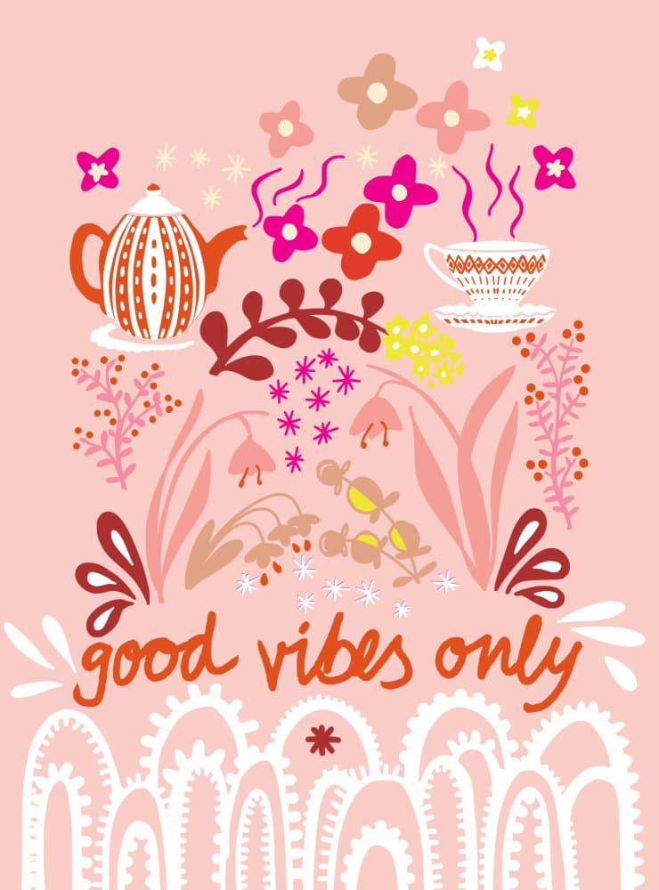Good Vibes Tea Garden by Annick — canvas wall art