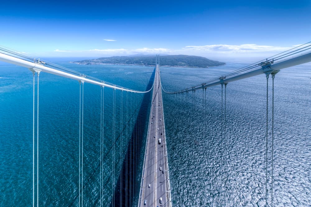 Blue Ocean Bridge by Tomoshi Hara — canvas wall art