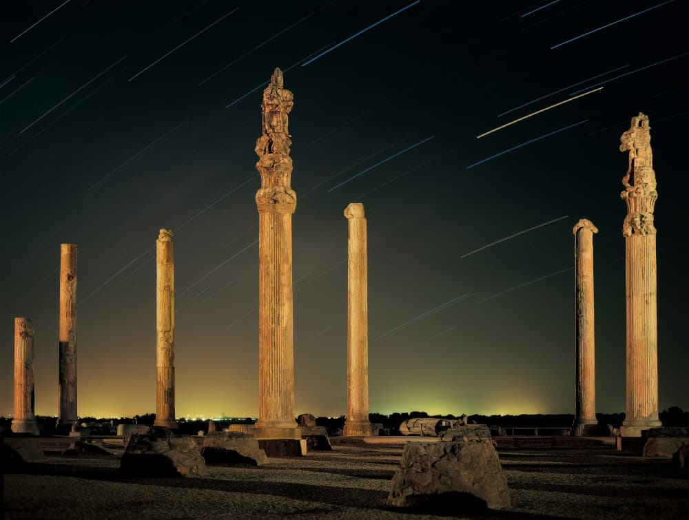 Ancient Pillars Night Sky by Abbas Arabzadeh — canvas wall art