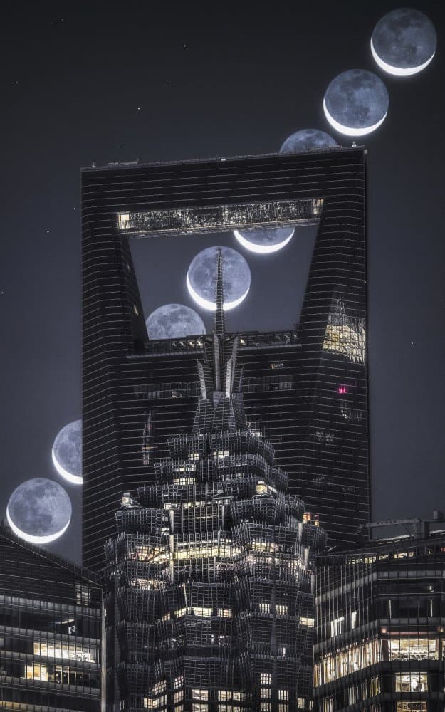 Urban Moon Phases by Ran Shen — canvas wall art