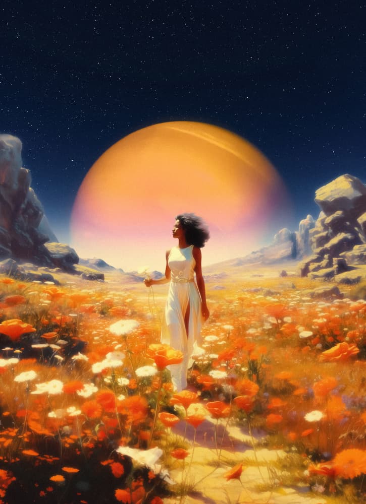 Cosmic Flower Fields by Taudalpoi — canvas wall art