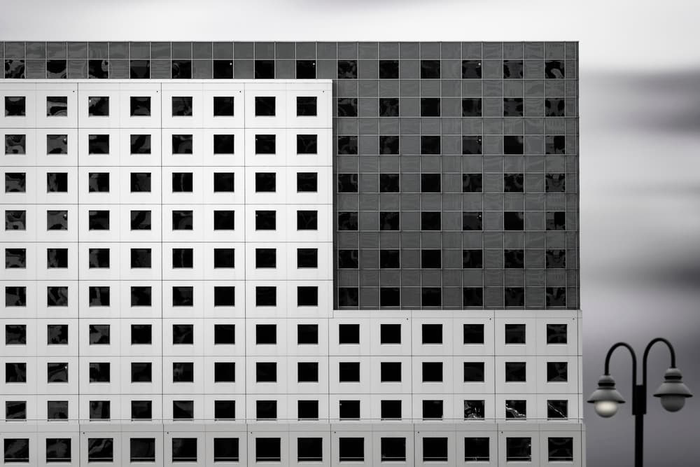 Geometric Building Facade by Akira TAKAUE — canvas wall art