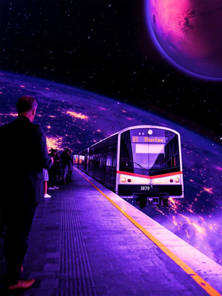 Space Train by Ritvik takkar — canvas wall art
