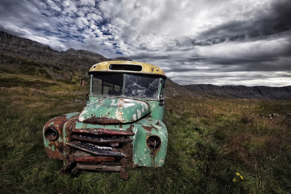 Abandoned Green Bus by Þorsteinn H. Ingibergsson — canvas wall art