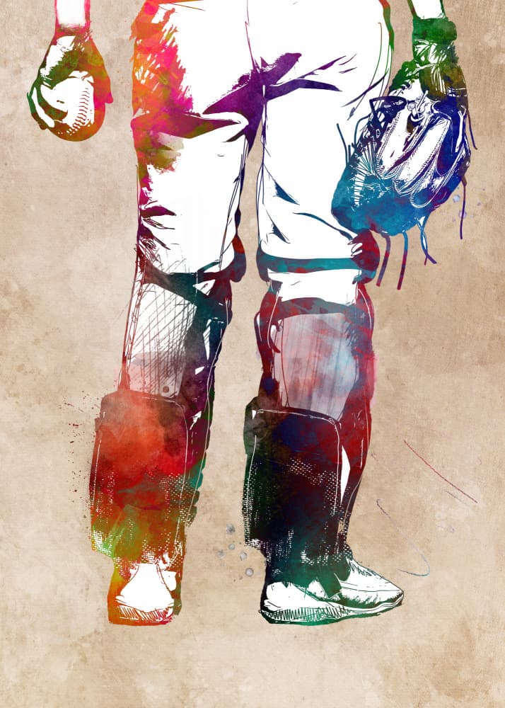 Colorful Baseball Catcher by Justyna Jaszke — canvas wall art