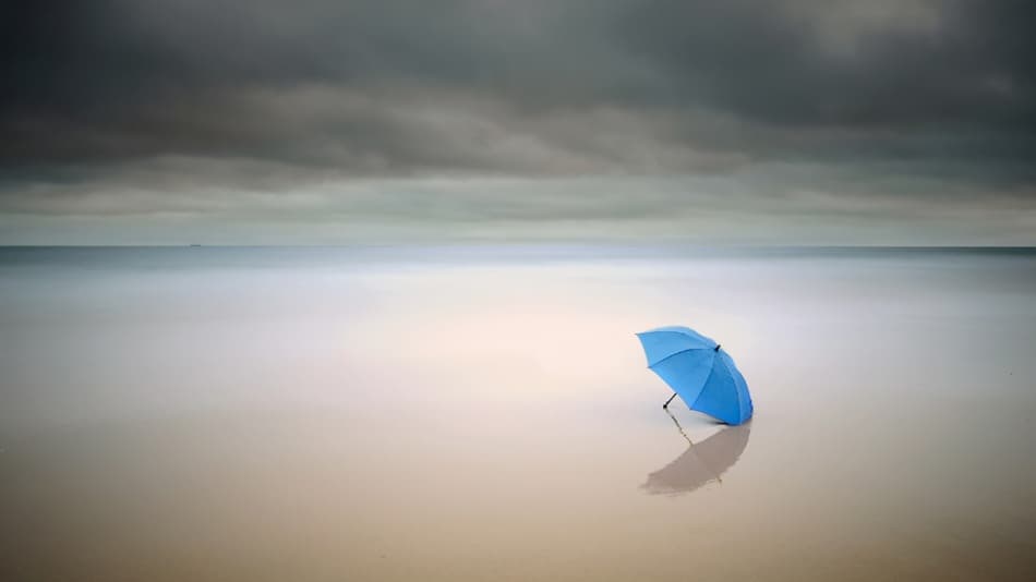 Lonely Blue Umbrella by Paulo Dias — canvas wall art