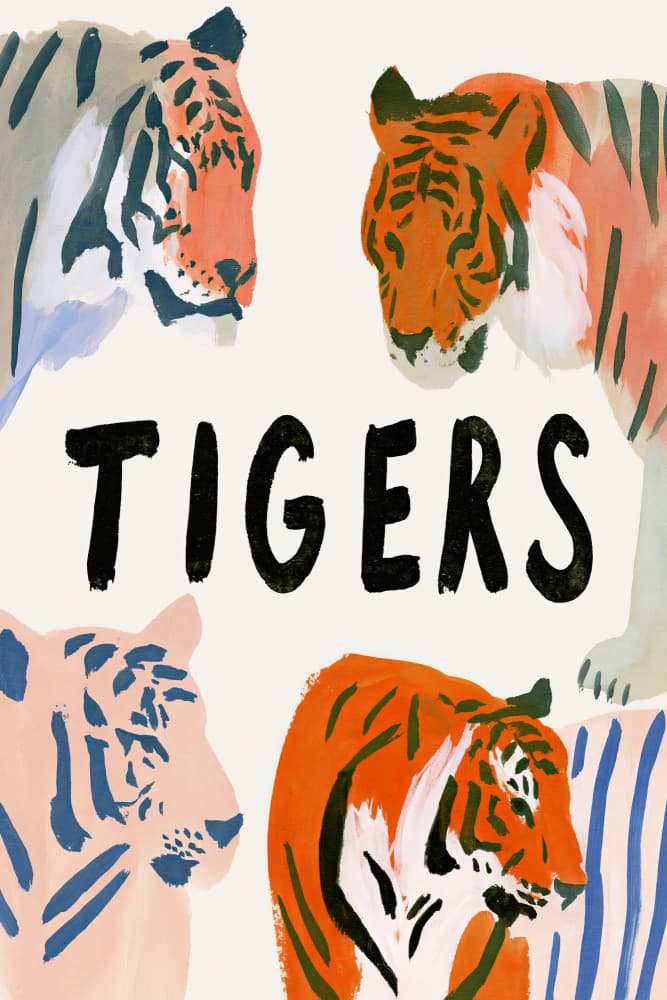 Colorful Tigers by Treechild — canvas wall art