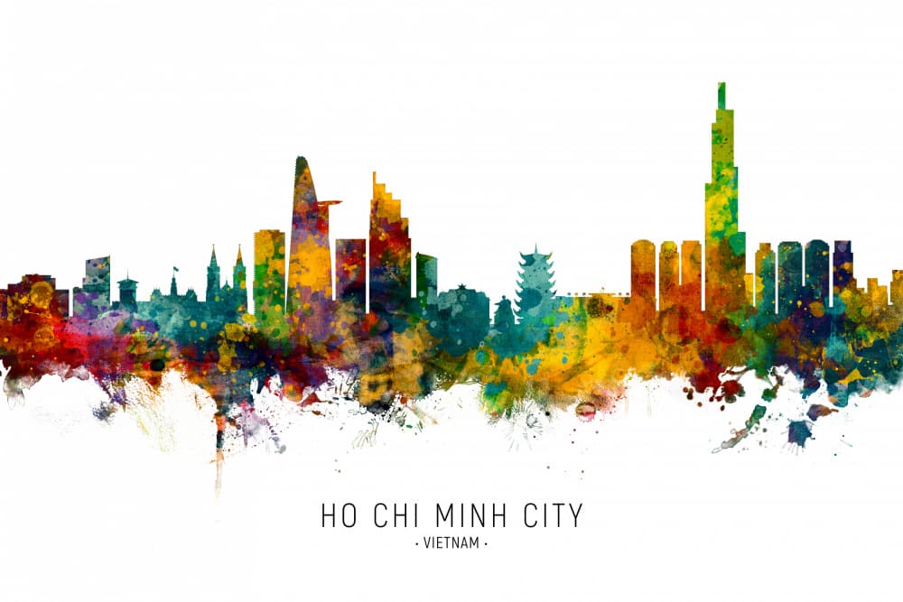 Vibrant Ho Chi Minh City Skyline by Michael Tompsett — canvas wall art