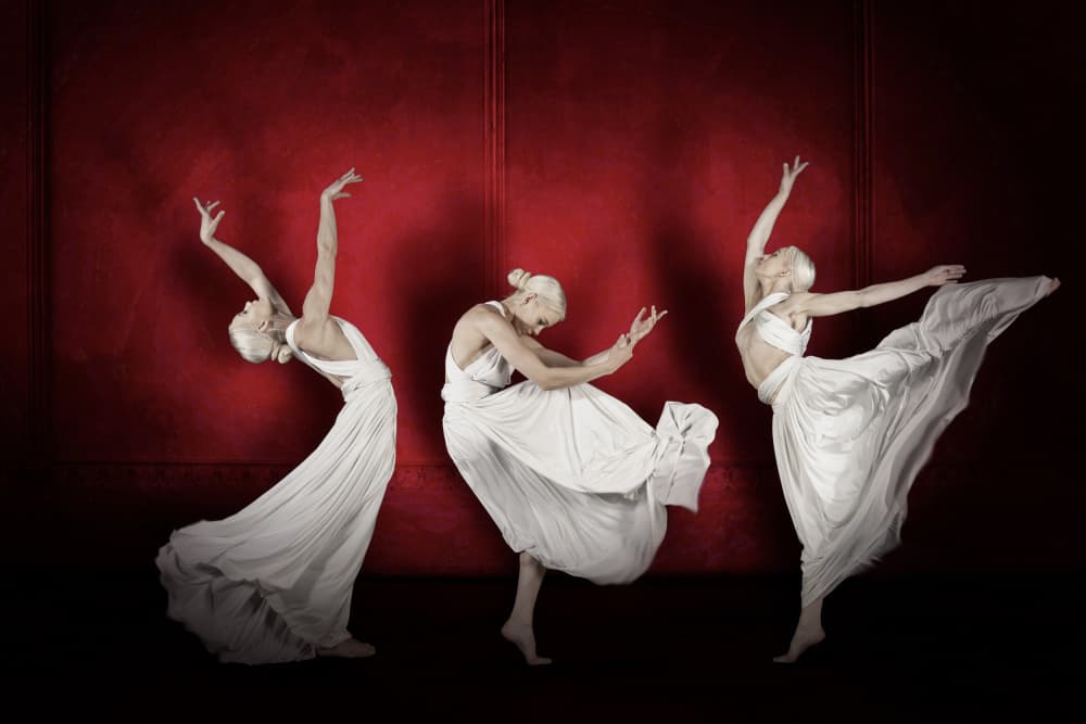 Elegant Dancers Red Stage by Christine von Diepenbroek — canvas wall art