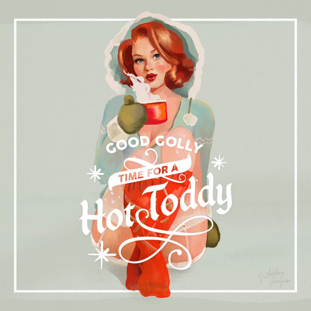 Hot Toddy Redhead Vintage Winter Cocktail Art by The Whiskey Ginger — canvas wall art