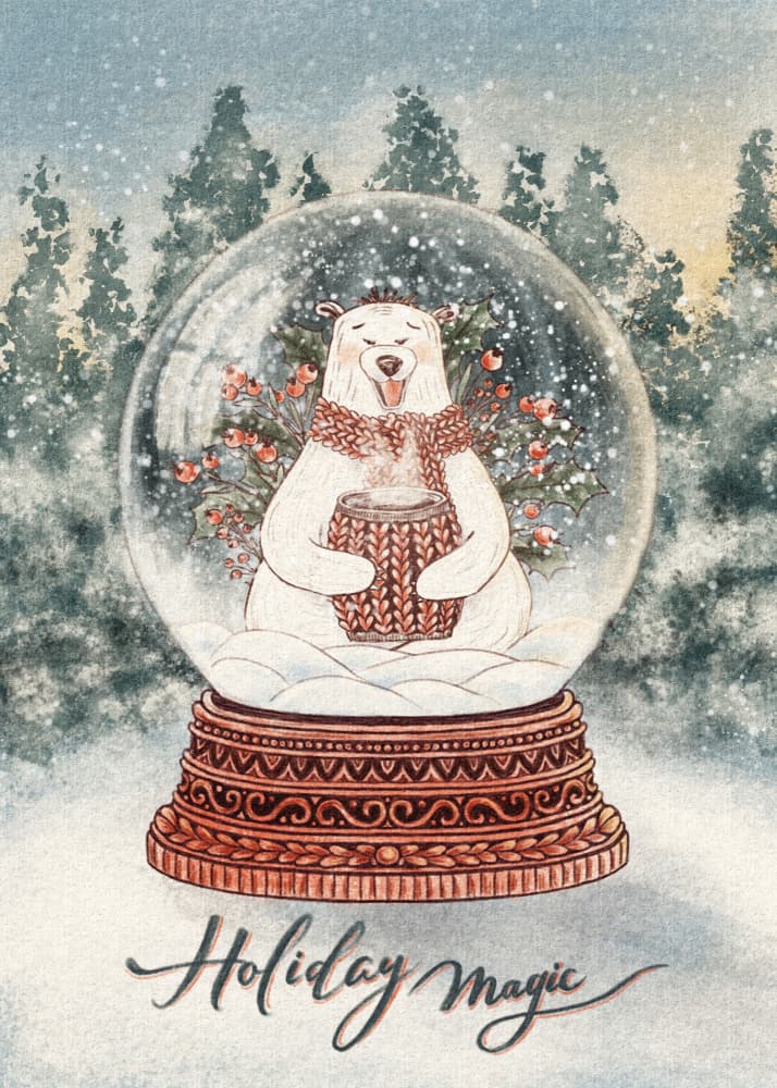 Polar Bear Winter Magic by Olena Kovalova — canvas wall art