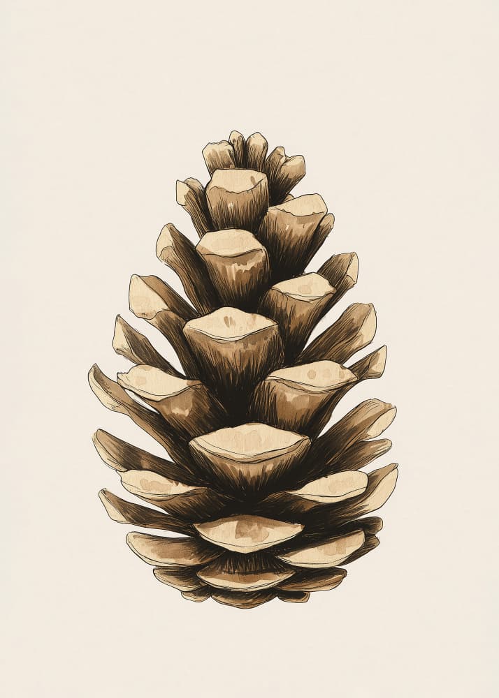 Natural Pine Cone Drawing by Pictufy Studio IV — canvas wall art