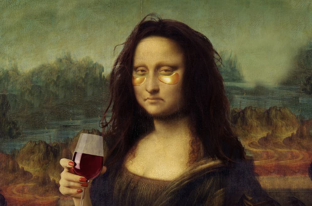 Mona Lisa Wine Night by Artem Pozdniakov — canvas wall art