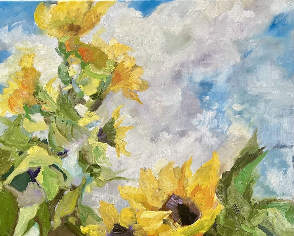 Sunflowers and Blue Sky by Alexandra Higgins — canvas wall art