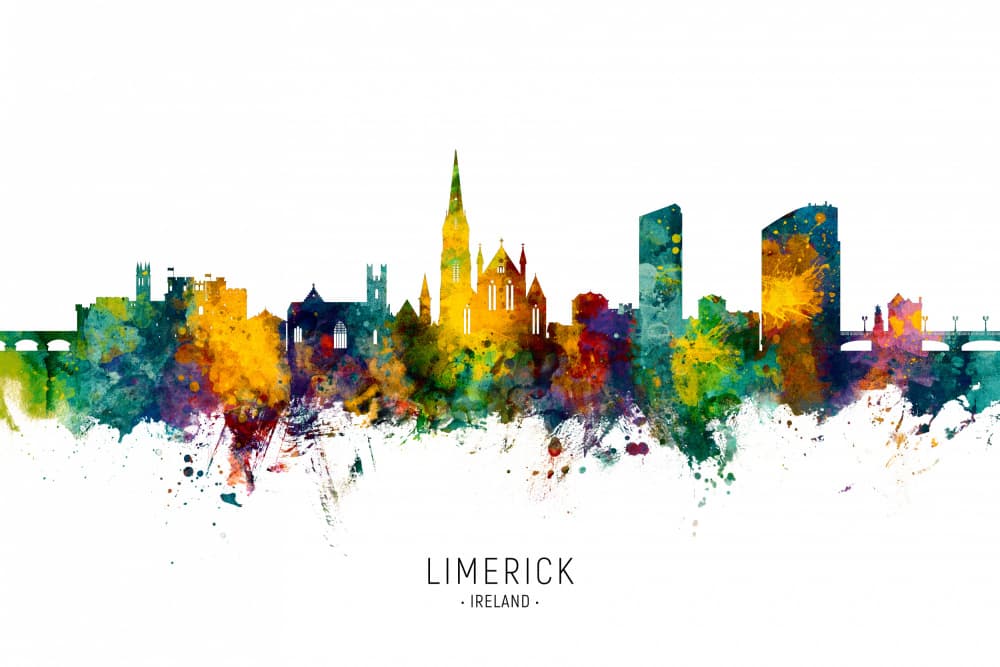 Vibrant Limerick Cityscape by Michael Tompsett — canvas wall art