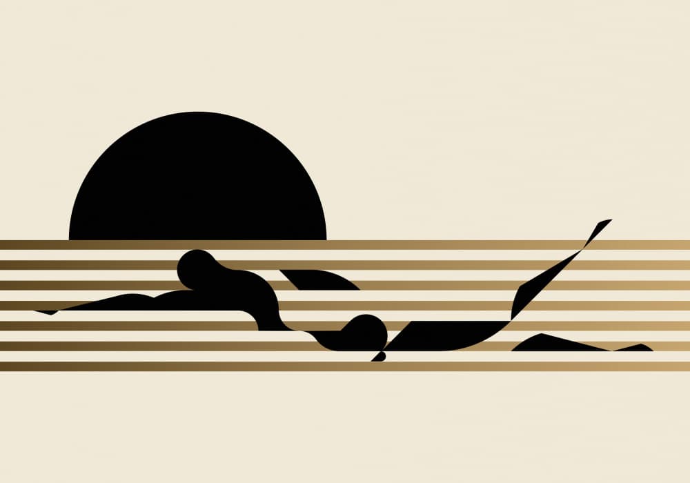 Minimalist Sunset Swimmer by Studio Soleil — canvas wall art