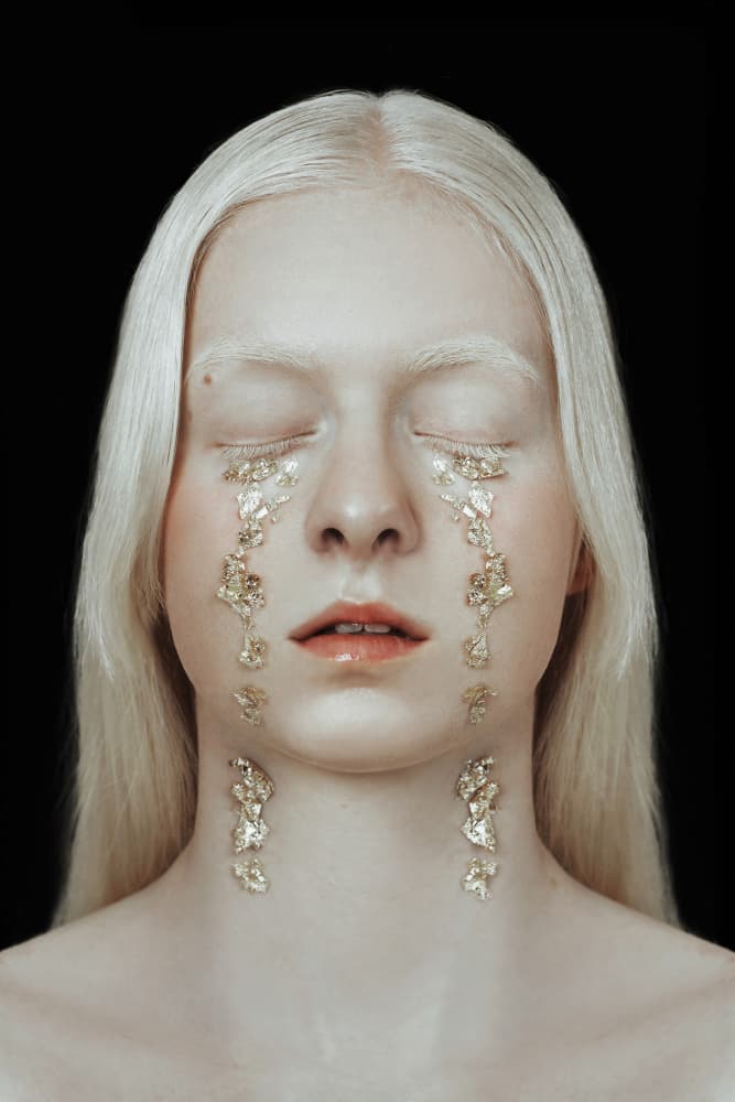 Golden Tears Portrait by Markéta Leupoldová — canvas wall art