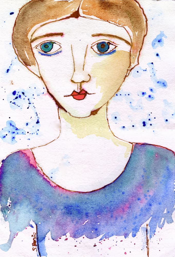 Thoughtful Woman Portrait by Sharyn Bursic — canvas wall art
