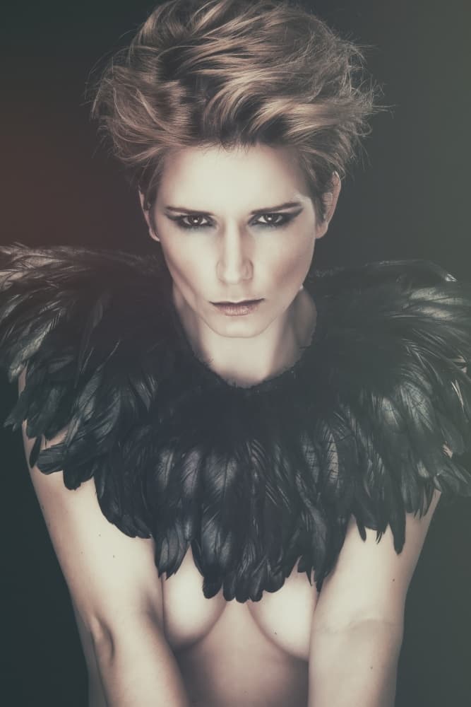 Intense Feathered Portrait by Darryl J Dennis — canvas wall art