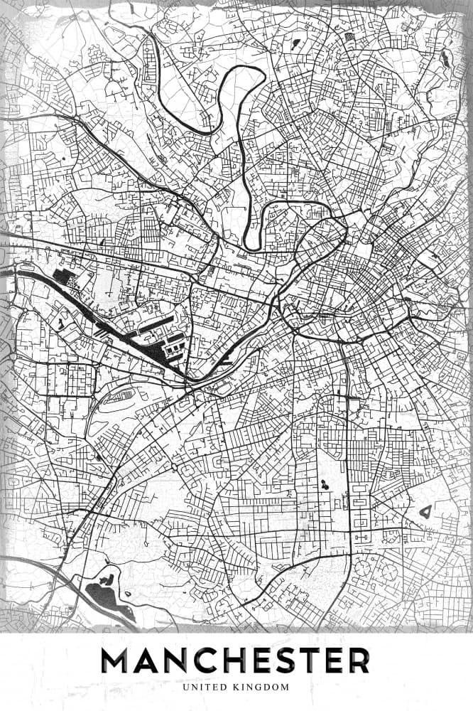 Manchester City Map by StudioSix — canvas wall art