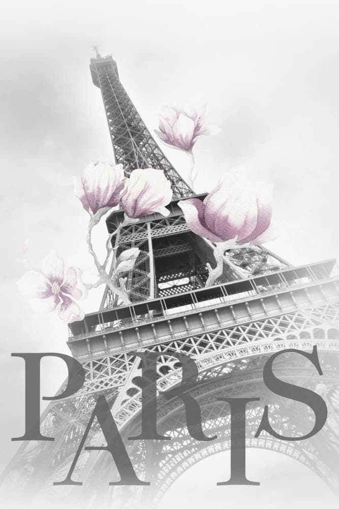 Eiffel Tower Pink Blooms by Melanie Viola — canvas wall art