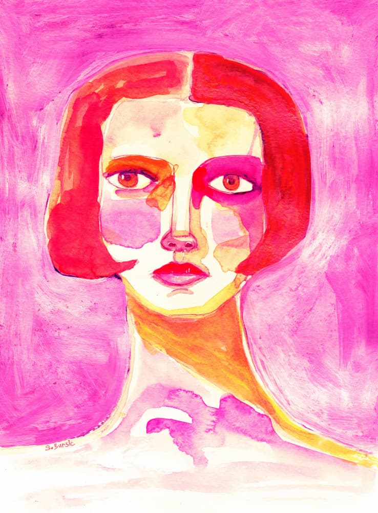 Striking Pink Portrait by Sharyn Bursic — canvas wall art