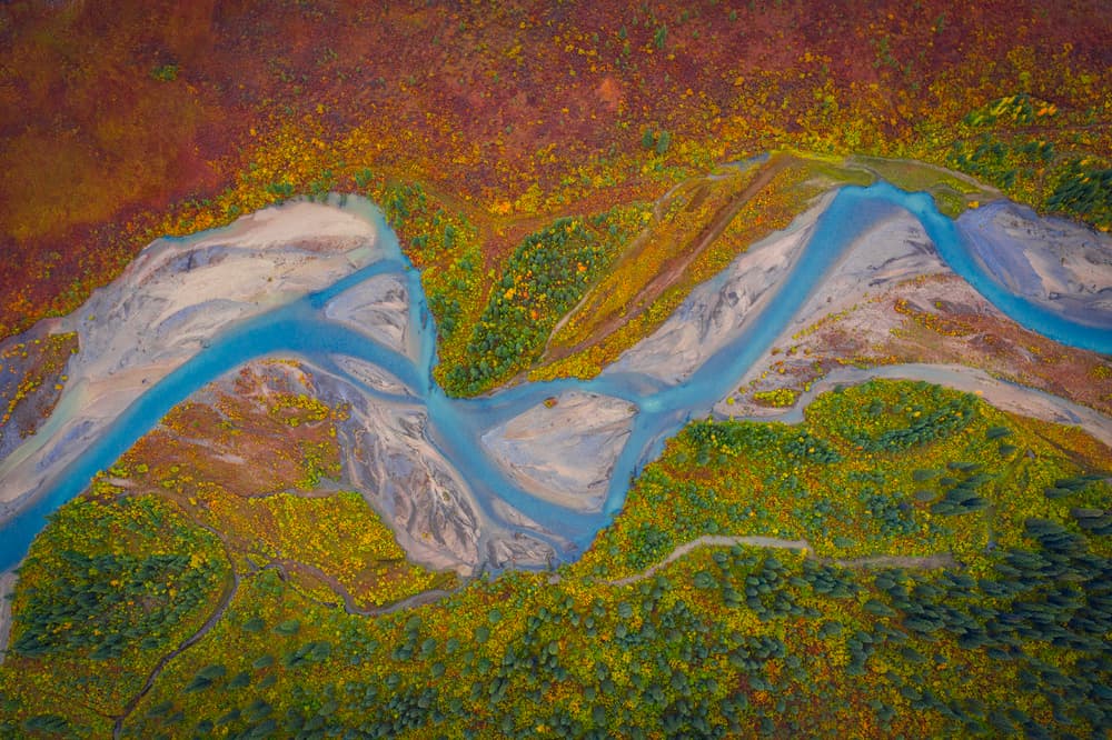 Braided River Autumn Colors by Michael Zheng — canvas wall art