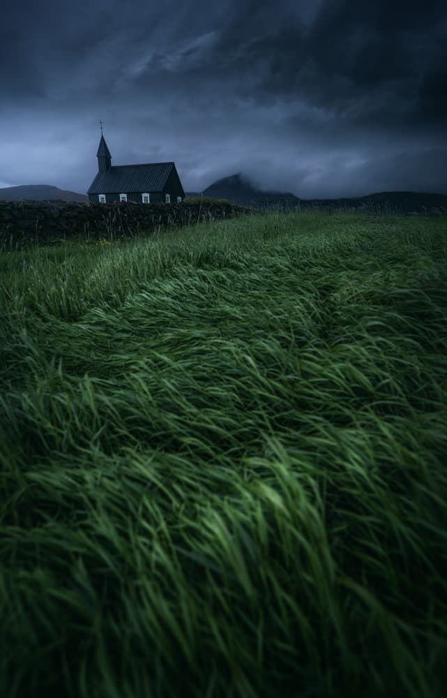 Moody Black Church by Remo Daut — canvas wall art