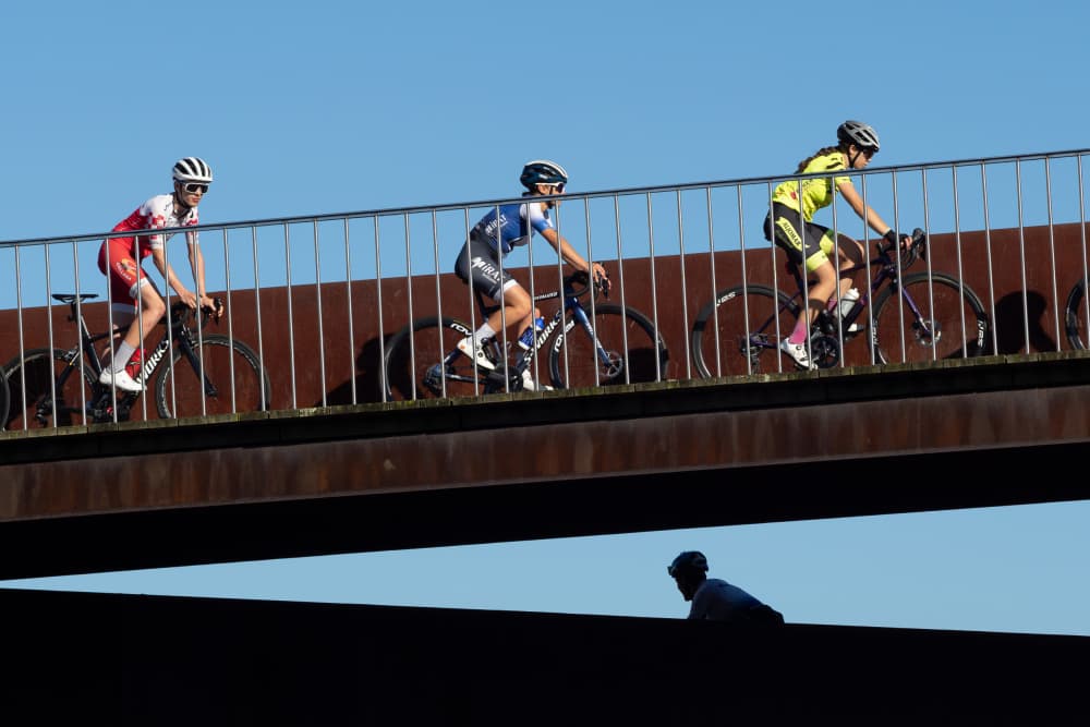 Riders Crossing Bridge by Alberto García — canvas wall art
