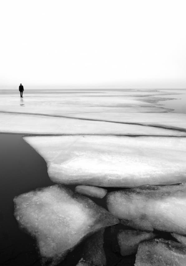 Lone Figure on Ice by Espen Mikkelborg — canvas wall art