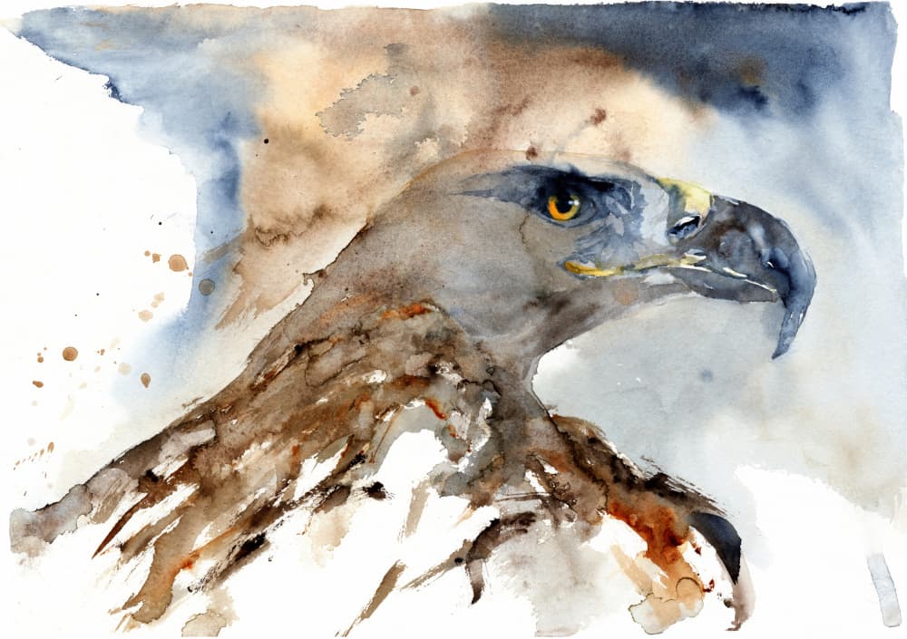 Majestic Watercolor Eagle by RodMacIver — canvas wall art